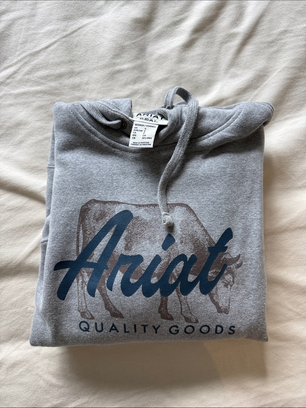 Ariat Gray Hoodie with Navy Script Logo